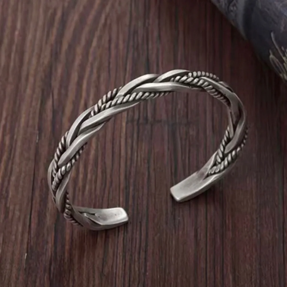 Men's Sterling Silver Braided Cuff Bracelet